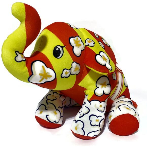 Popcorn Pop Art Elephant Soft Plush Red White and Yellow 17" - Picture 7 of 8